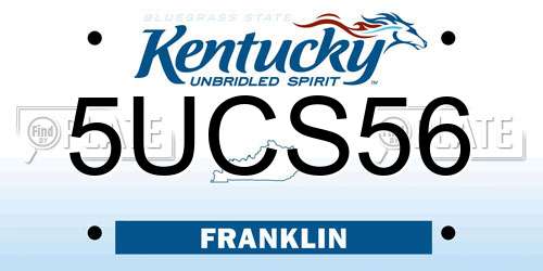 5UCS56 Kentucky License Plate