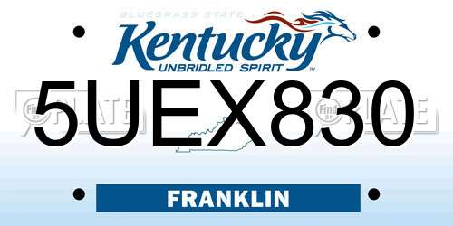 5UEX830 Kentucky License Plate