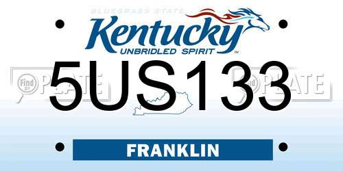5US133 Kentucky License Plate