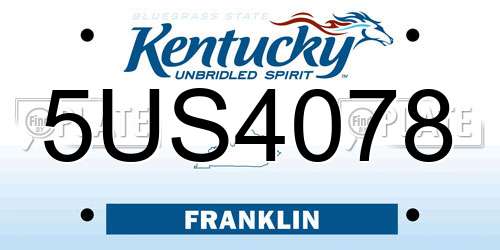 5US4078 Kentucky License Plate
