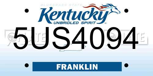 5US4094 Kentucky License Plate