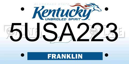 5USA223 Kentucky License Plate