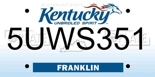 5UWS351 Kentucky License Plate