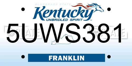 5UWS381 Kentucky License Plate