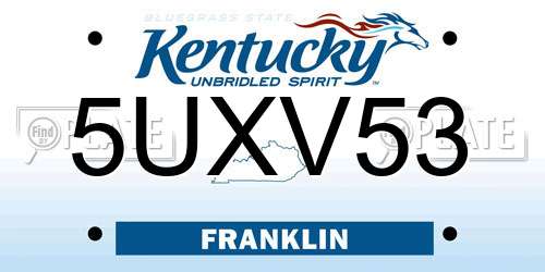 5UXV53 Kentucky License Plate