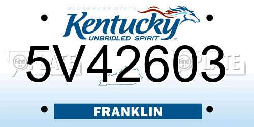 5V42603 Kentucky License Plate