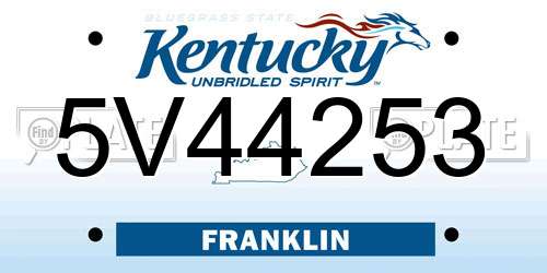 5V44253 Kentucky License Plate