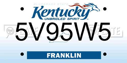 5V95W5 Kentucky License Plate