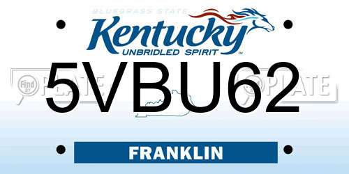 5VBU62 Kentucky License Plate