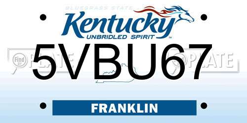 5VBU67 Kentucky License Plate