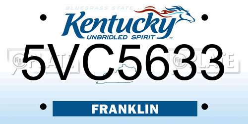5VC5633 Kentucky License Plate