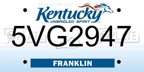 5VG2947 Kentucky License Plate