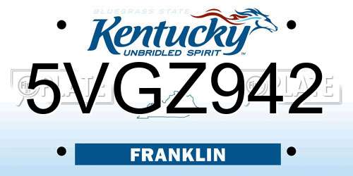 5VGZ942 Kentucky License Plate