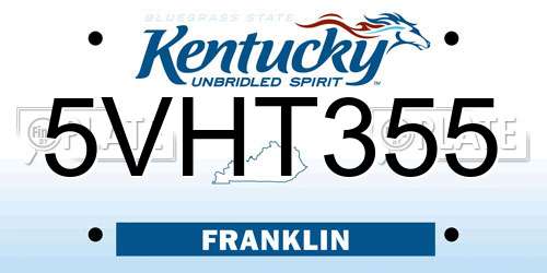 5VHT355 Kentucky License Plate