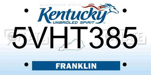5VHT385 Kentucky License Plate