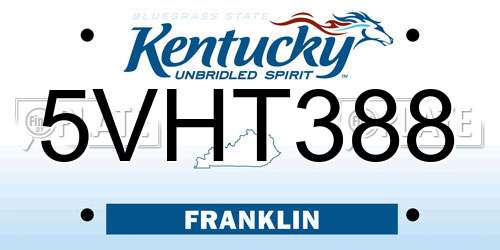 5VHT388 Kentucky License Plate