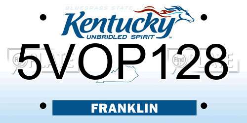 5VOP128 Kentucky License Plate
