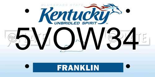 5VOW34 Kentucky License Plate