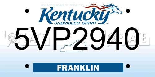 5VP2940 Kentucky License Plate