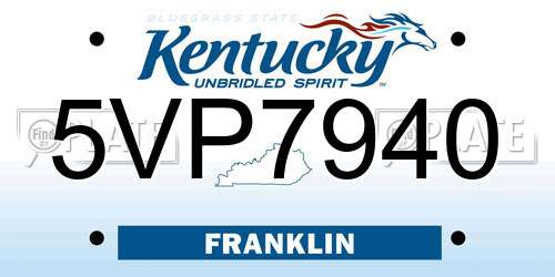 5VP7940 Kentucky License Plate