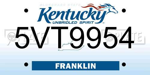5VT9954 Kentucky License Plate