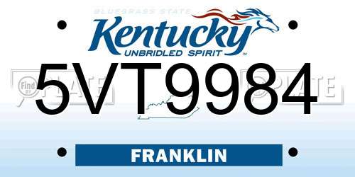 5VT9984 Kentucky License Plate