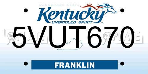 5VUT670 Kentucky License Plate