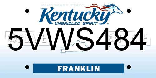 5VWS484 Kentucky License Plate