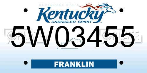 5W03455 Kentucky License Plate