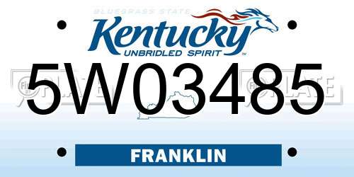 5W03485 Kentucky License Plate