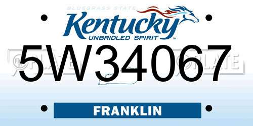 5W34067 Kentucky License Plate