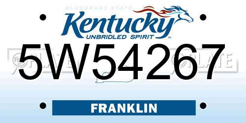 5W54267 Kentucky License Plate