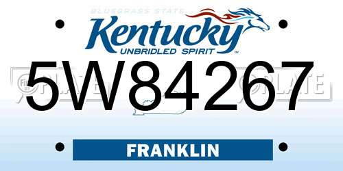 5W84267 Kentucky License Plate