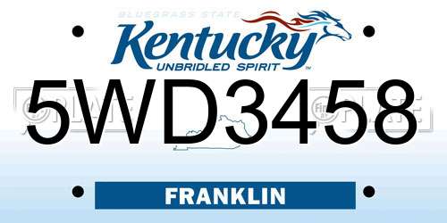 5WD3458 Kentucky License Plate