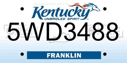5WD3488 Kentucky License Plate