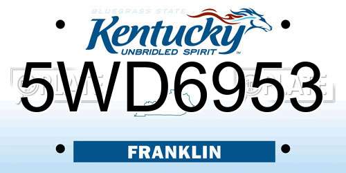 5WD6953 Kentucky License Plate