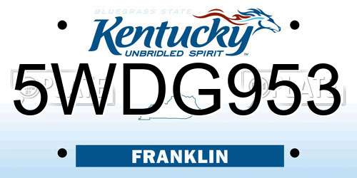5WDG953 Kentucky License Plate
