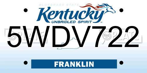 5WDV722 Kentucky License Plate