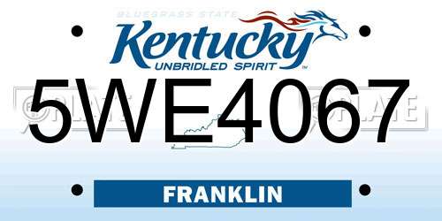5WE4067 Kentucky License Plate