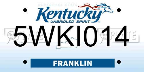 5WKI014 Kentucky License Plate