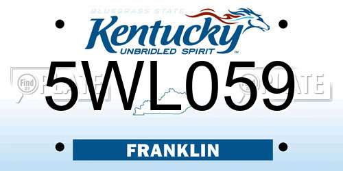 5WL059 Kentucky License Plate