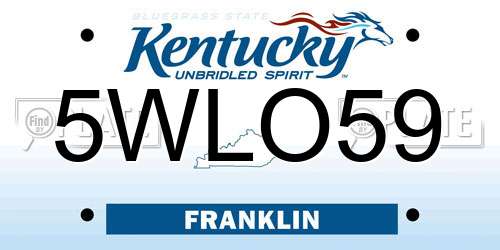 5WLO59 Kentucky License Plate