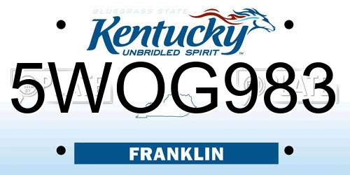 5WOG983 Kentucky License Plate