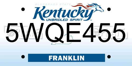5WQE455 Kentucky License Plate