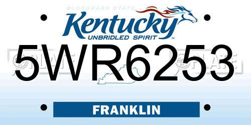 5WR6253 Kentucky License Plate
