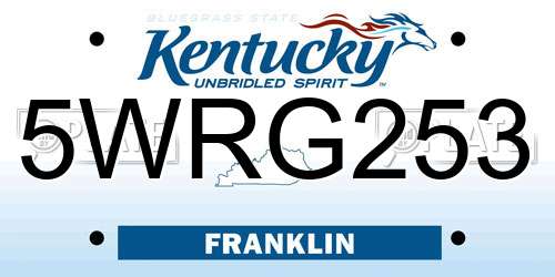 5WRG253 Kentucky License Plate