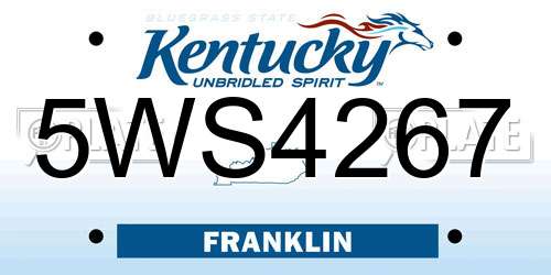 5WS4267 Kentucky License Plate