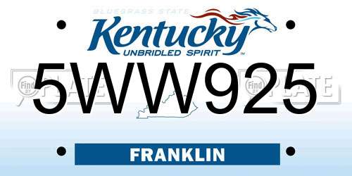 5WW925 Kentucky License Plate