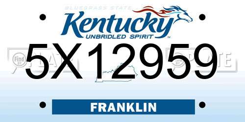 5X12959 Kentucky License Plate