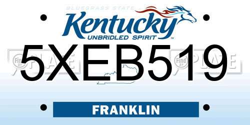 5XEB519 Kentucky License Plate